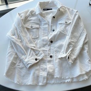 Zara White Corduroy Shacket